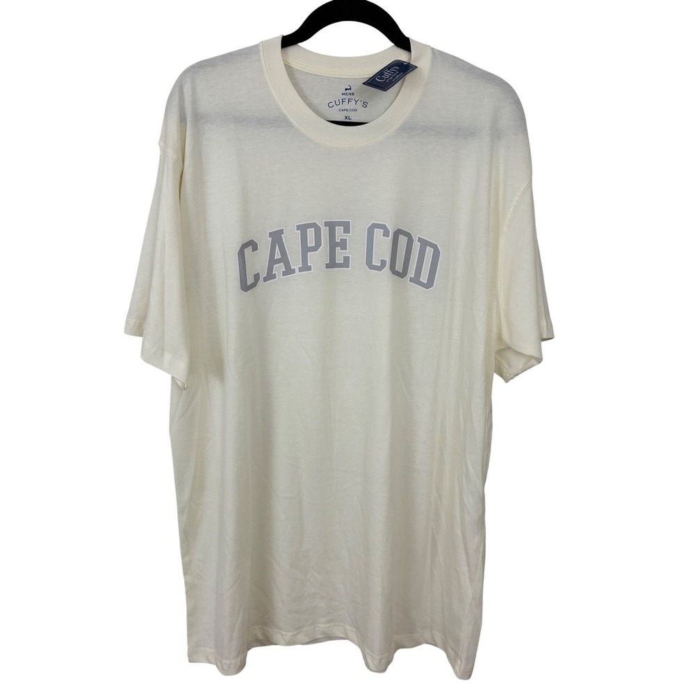 Cuffy's Cape Cod T-Shirt Mens XL Cream Short Sleeve Graphic Tee Preppy Coastal